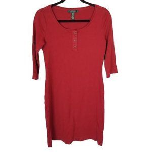 Lauren Ralph Lauren Womens M Red Ribbed Long Sleev